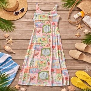 Sea You Monday Patchwork Floral Maxi Dress Size Medium Beachy Summer Style